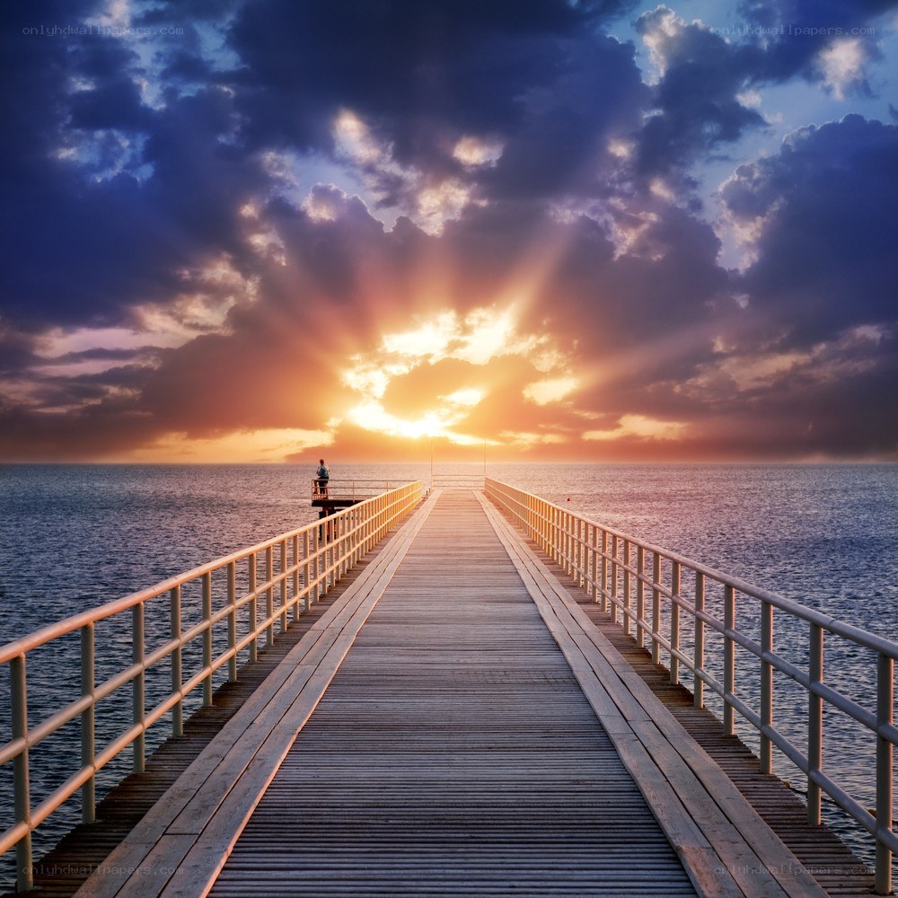Sunset on a wooden pier