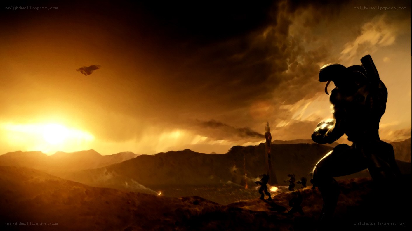 sunset on alien battlefield