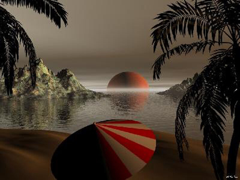 sunset on alien beach