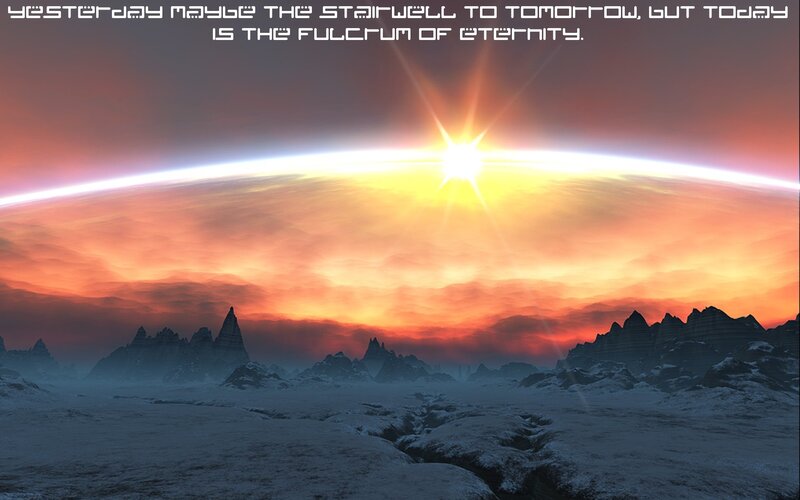 sunset on alien planet