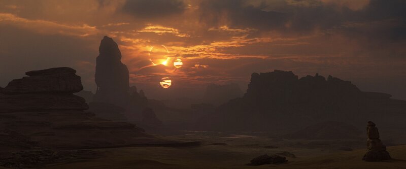 Sunset on Alien Planet — Orange, Dramatic
