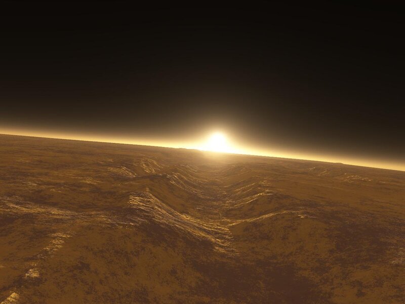 sunset on an alien planet