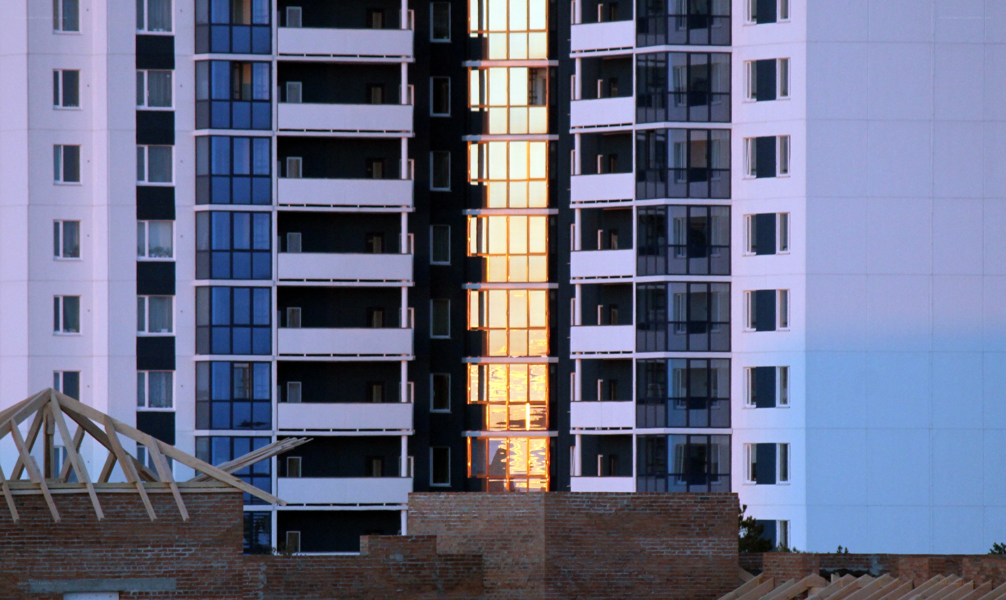 Sunset on apartment buildings