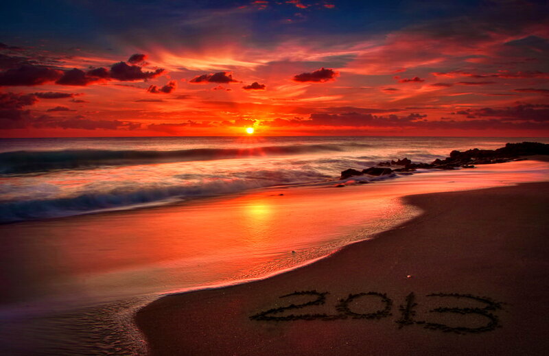 Sunset on Beach — Red