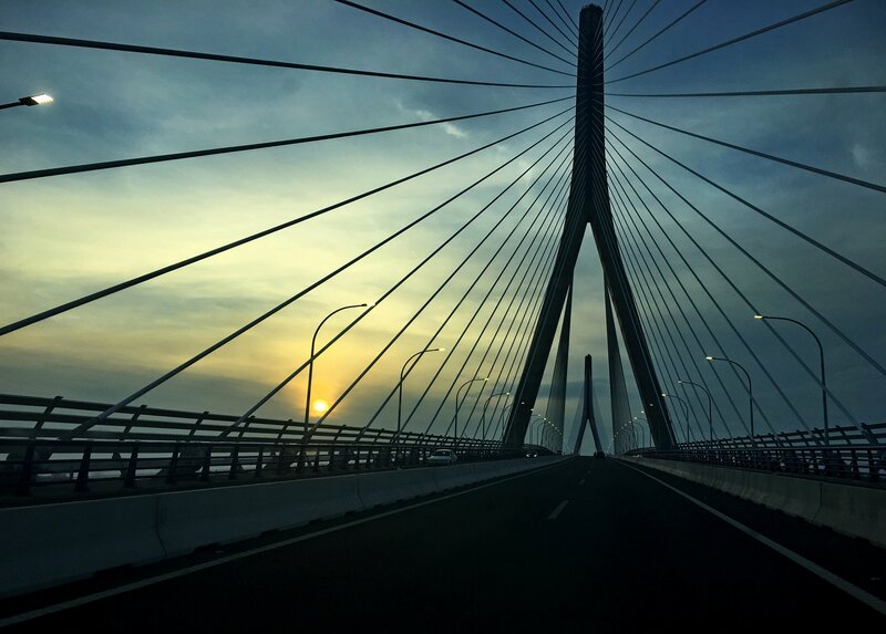 Sunset on Cable-stayed Bridge