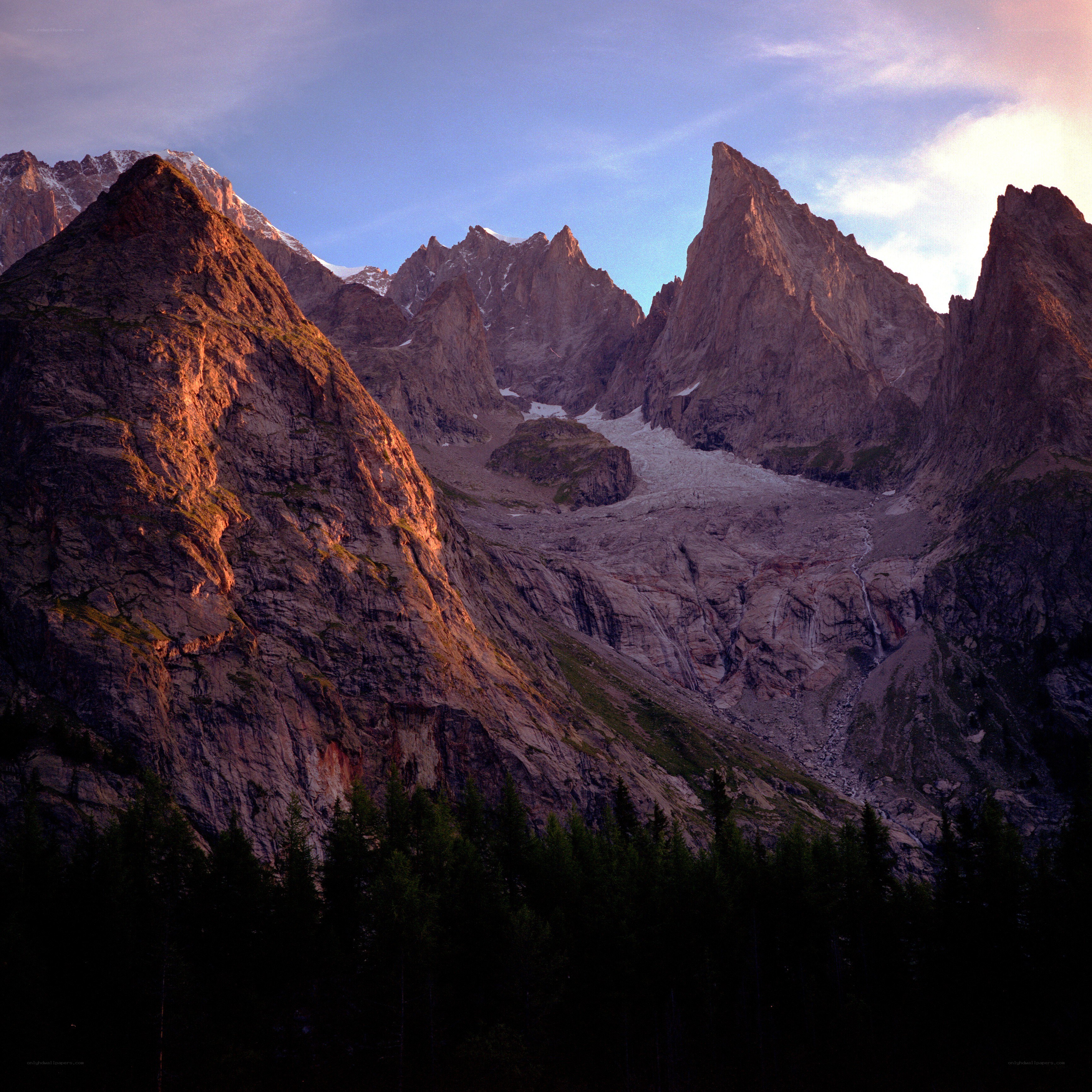 Sunset on mountain peaks