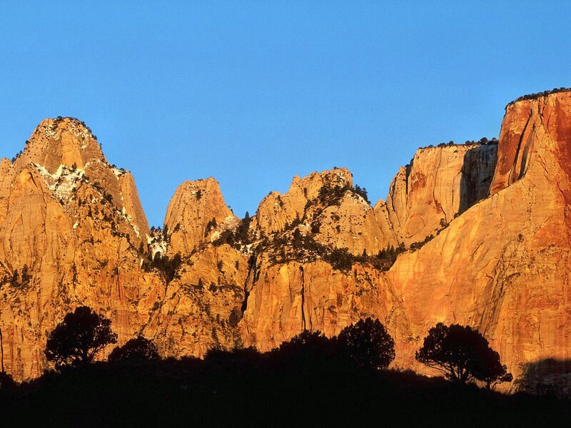 Sunset on rocky cliffs