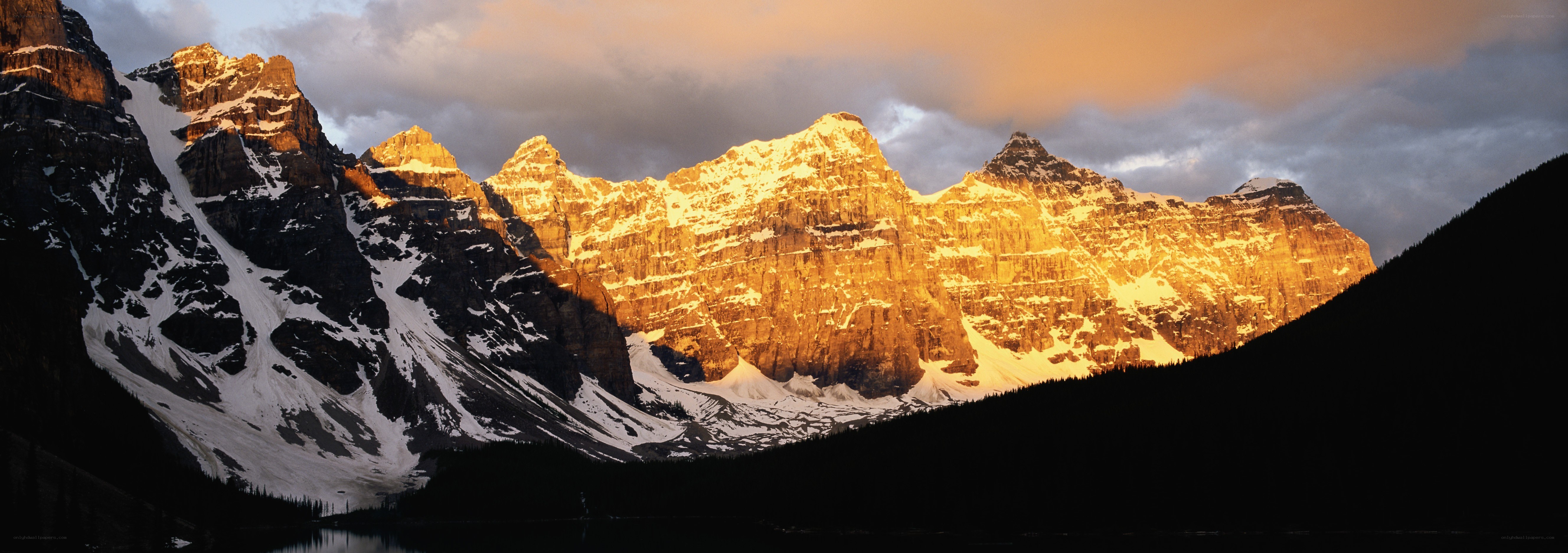 Sunset on snow-capped mountains