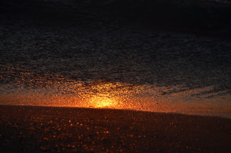 Sunset on Wet Sand — Orange, Dramatic