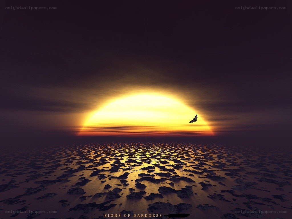 Sunset over a barren landscape