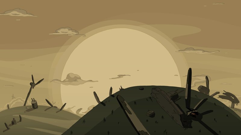 sunset over a battlefield