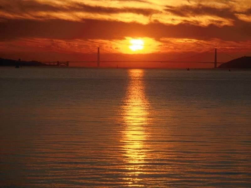 Sunset over a bridge