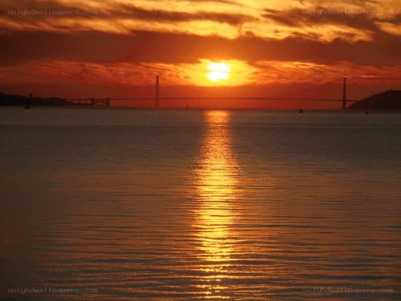Sunset over a bridge