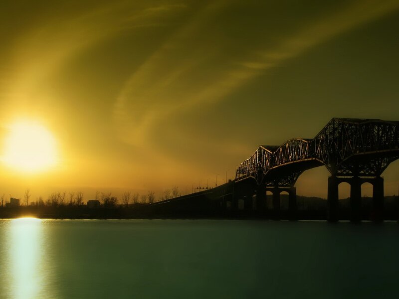 Sunset over a bridge
