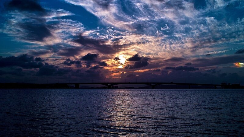 Sunset over a bridge