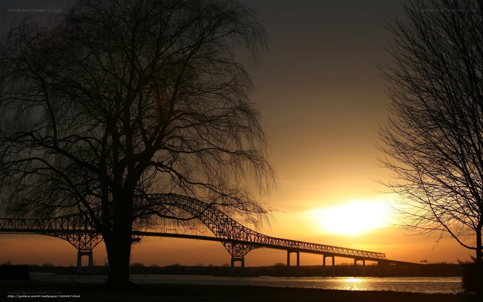 Sunset over a bridge