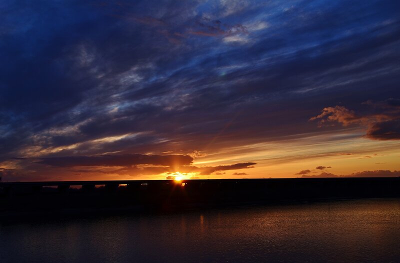 Sunset over a bridge