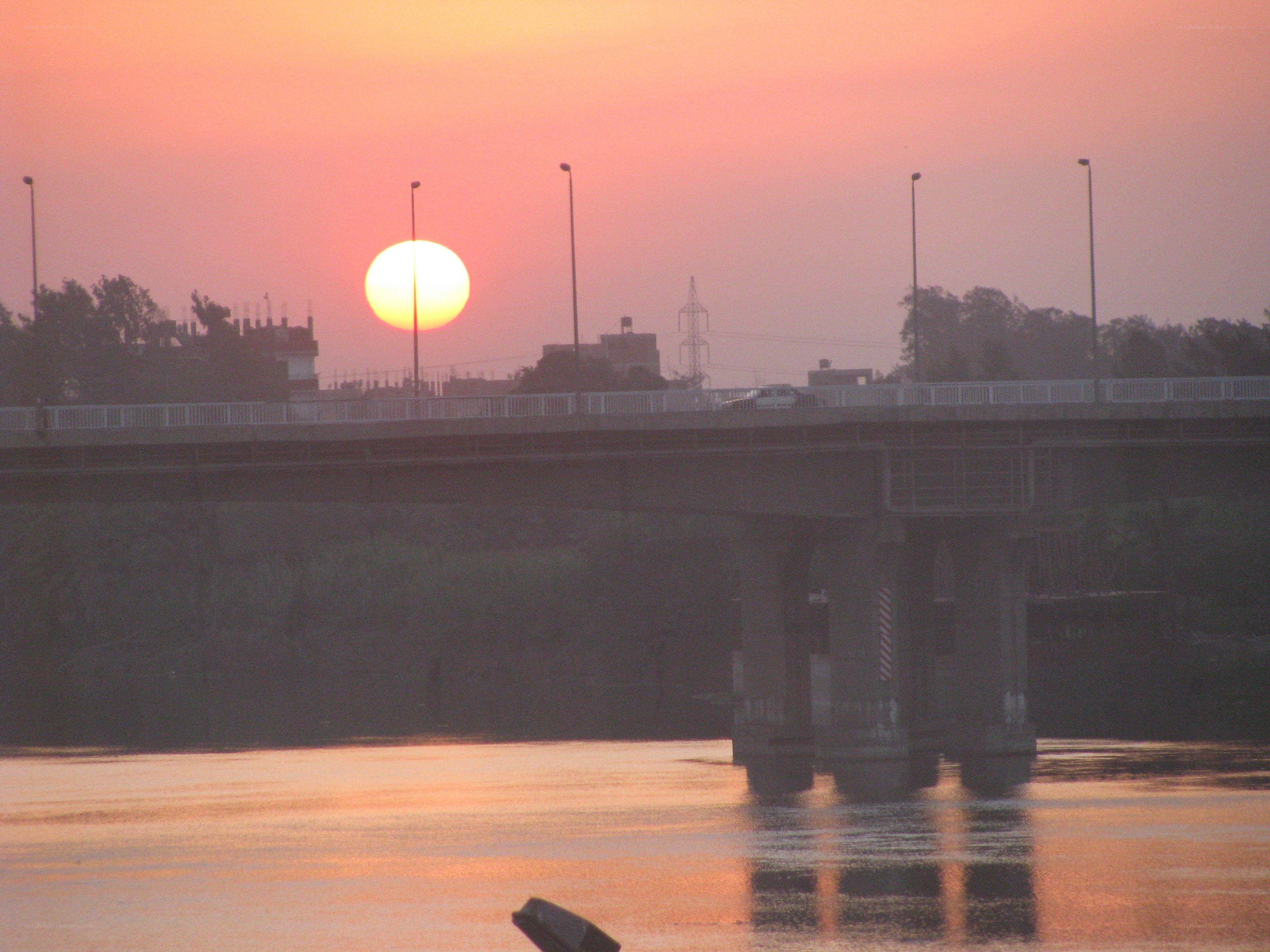 Sunset over a bridge