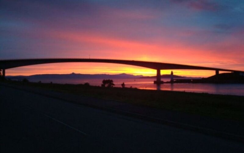 Sunset over a bridge
