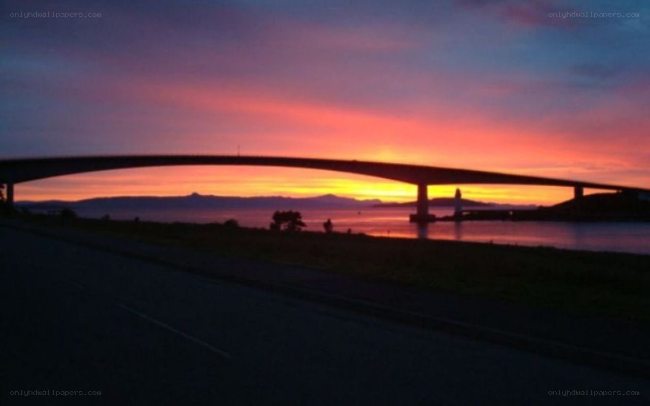 Sunset over a bridge
