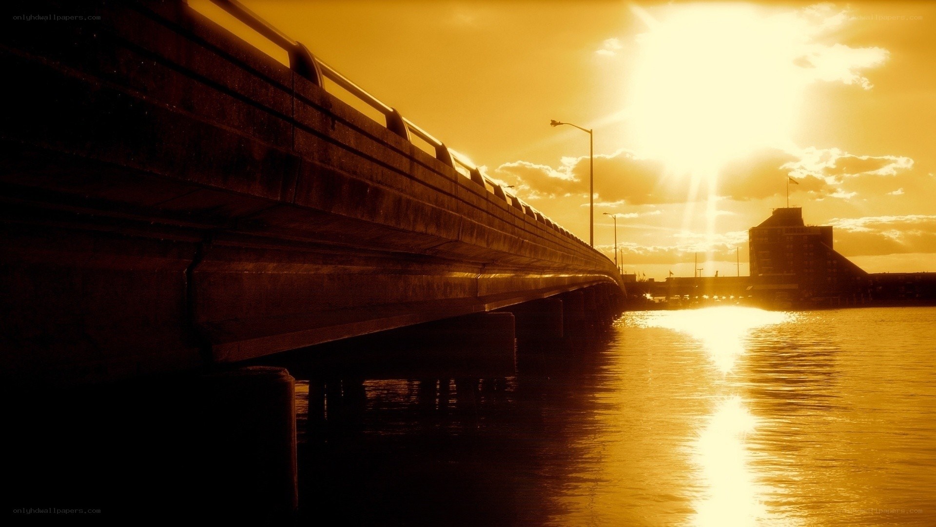 Sunset over a bridge