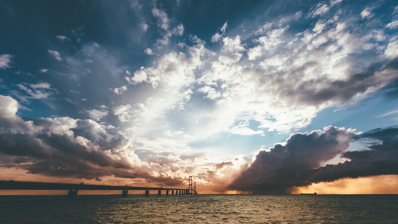 Sunset over a Bridge — Blue