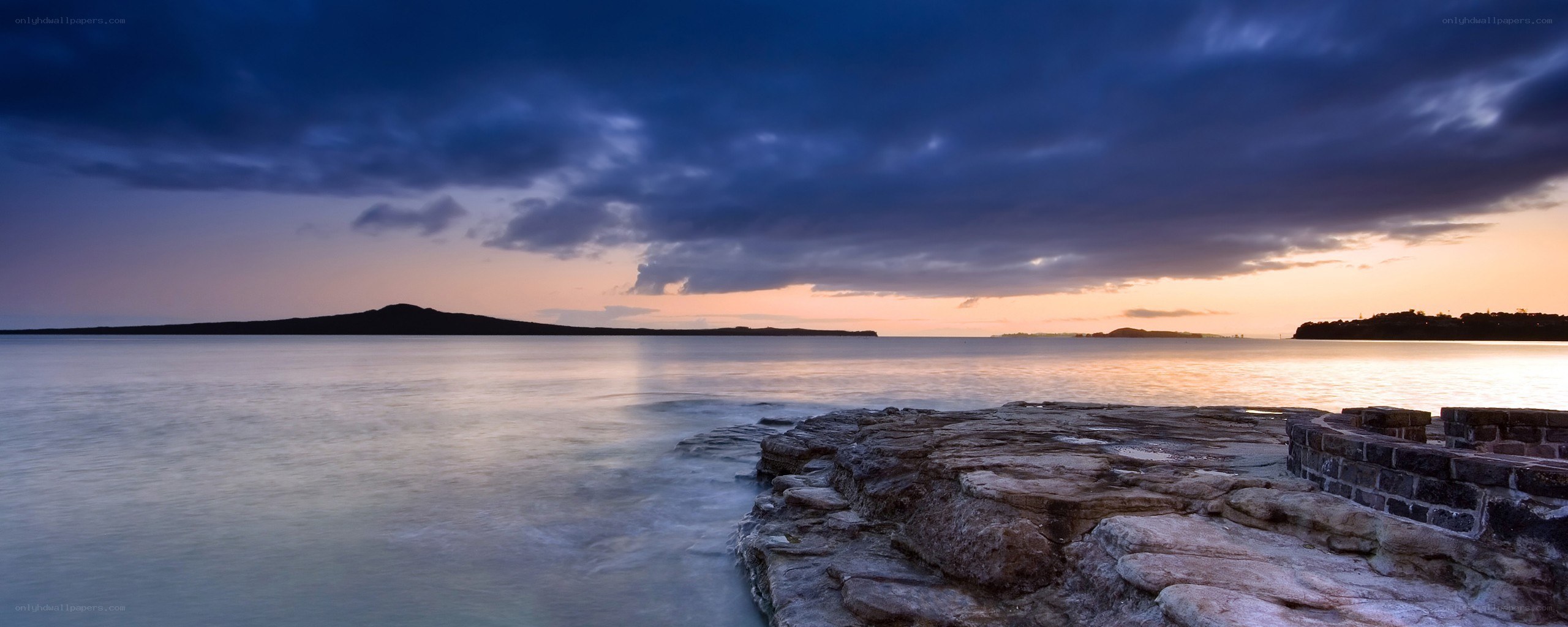 Sunset over a calm bay