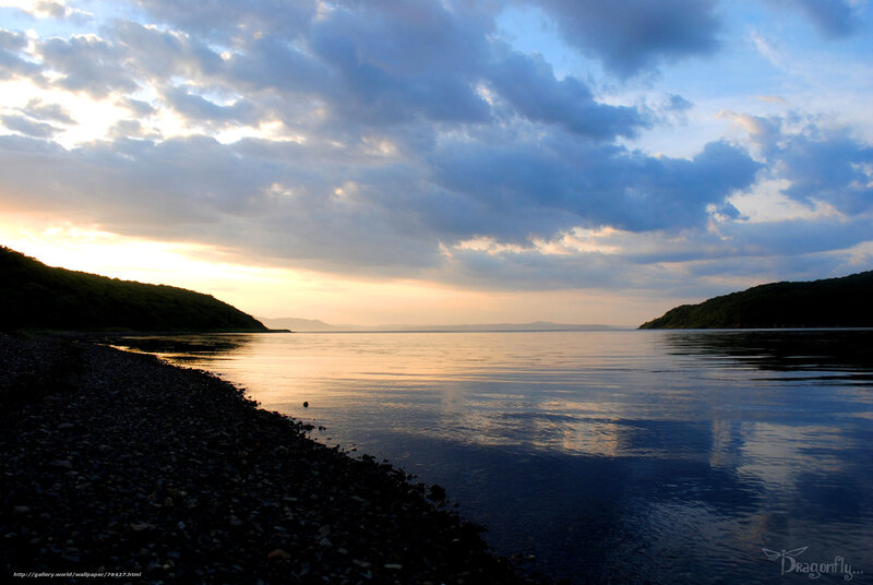 Sunset over a calm bay