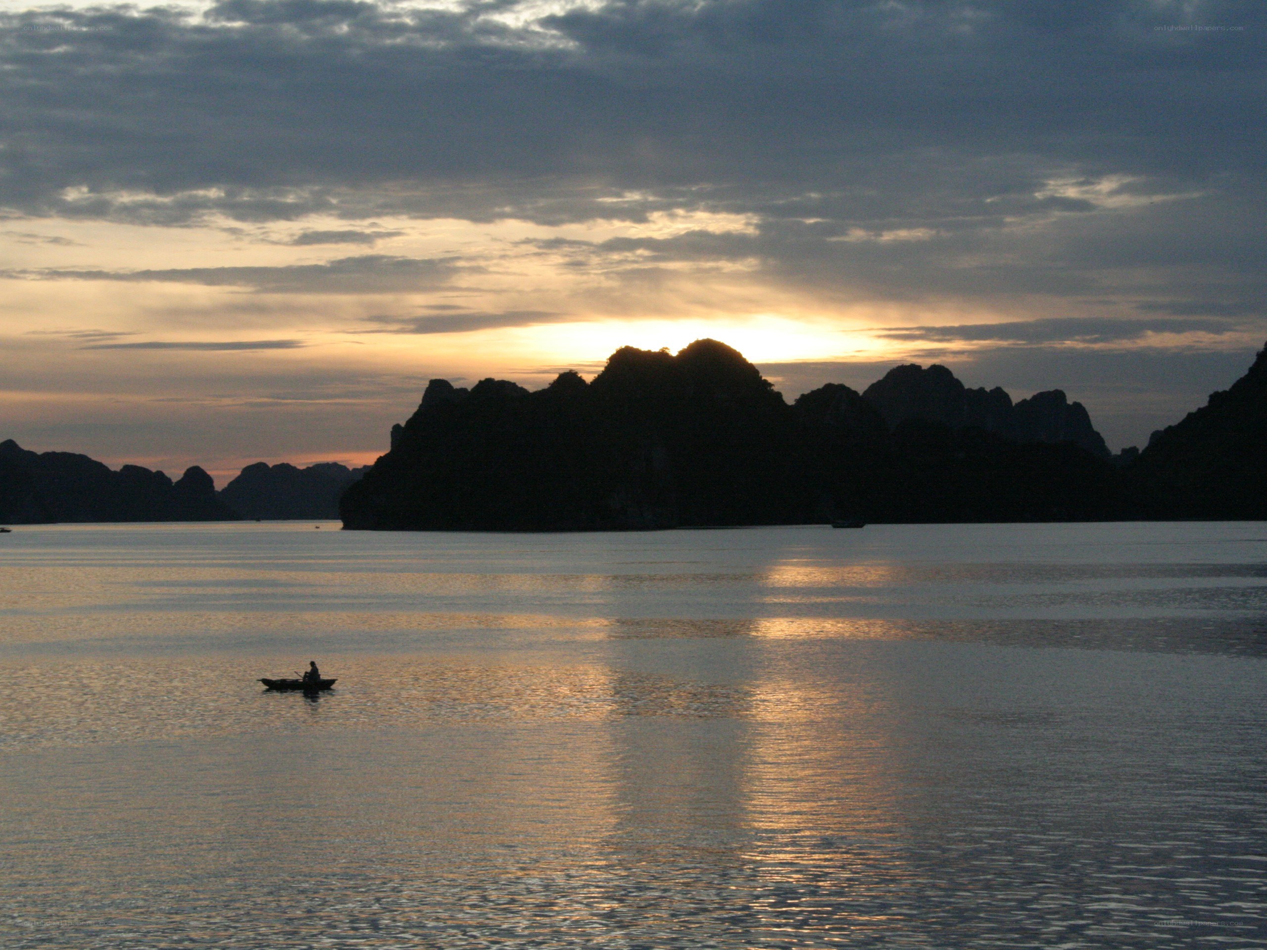 Sunset over a calm bay