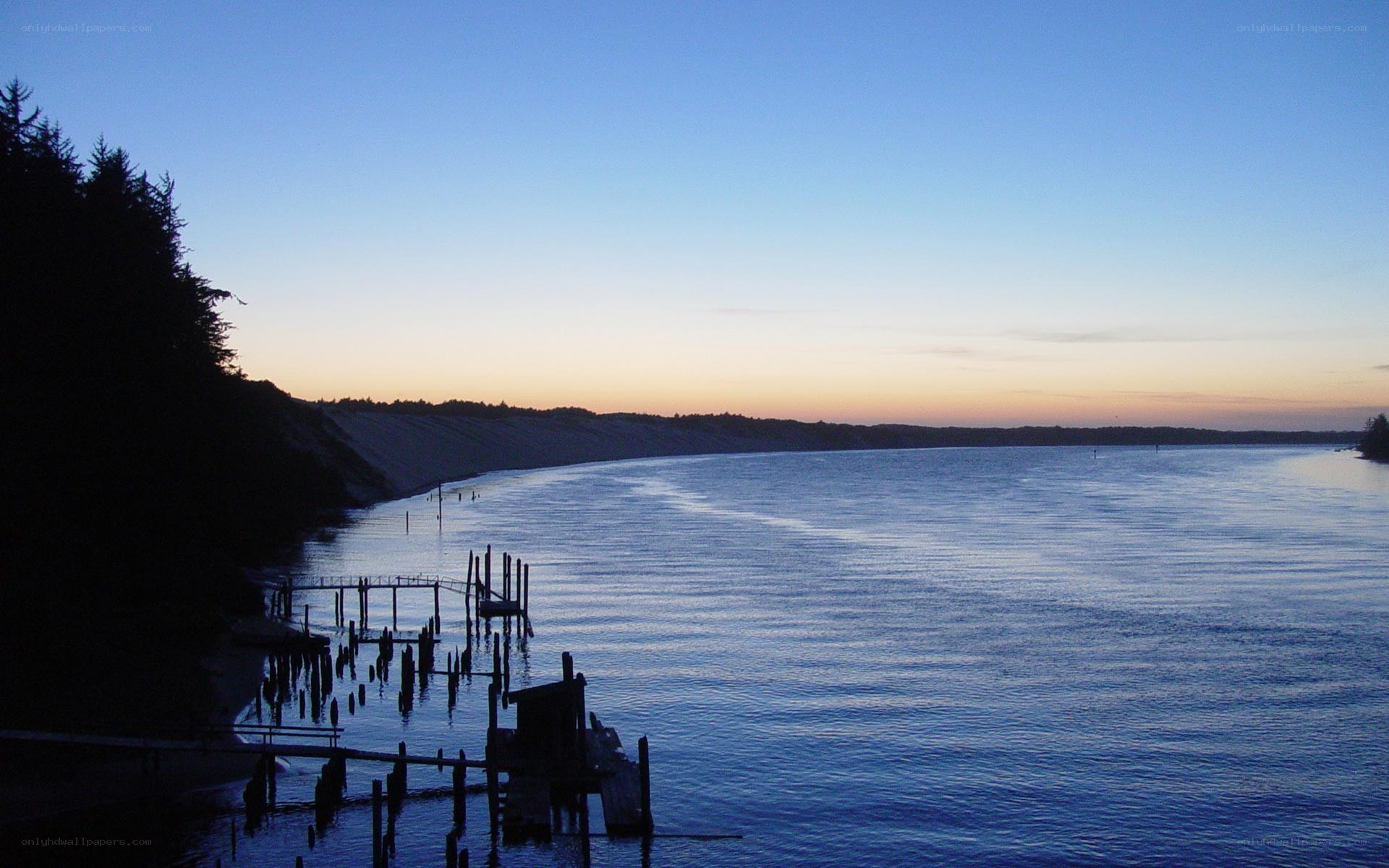 sunset over a calm bay