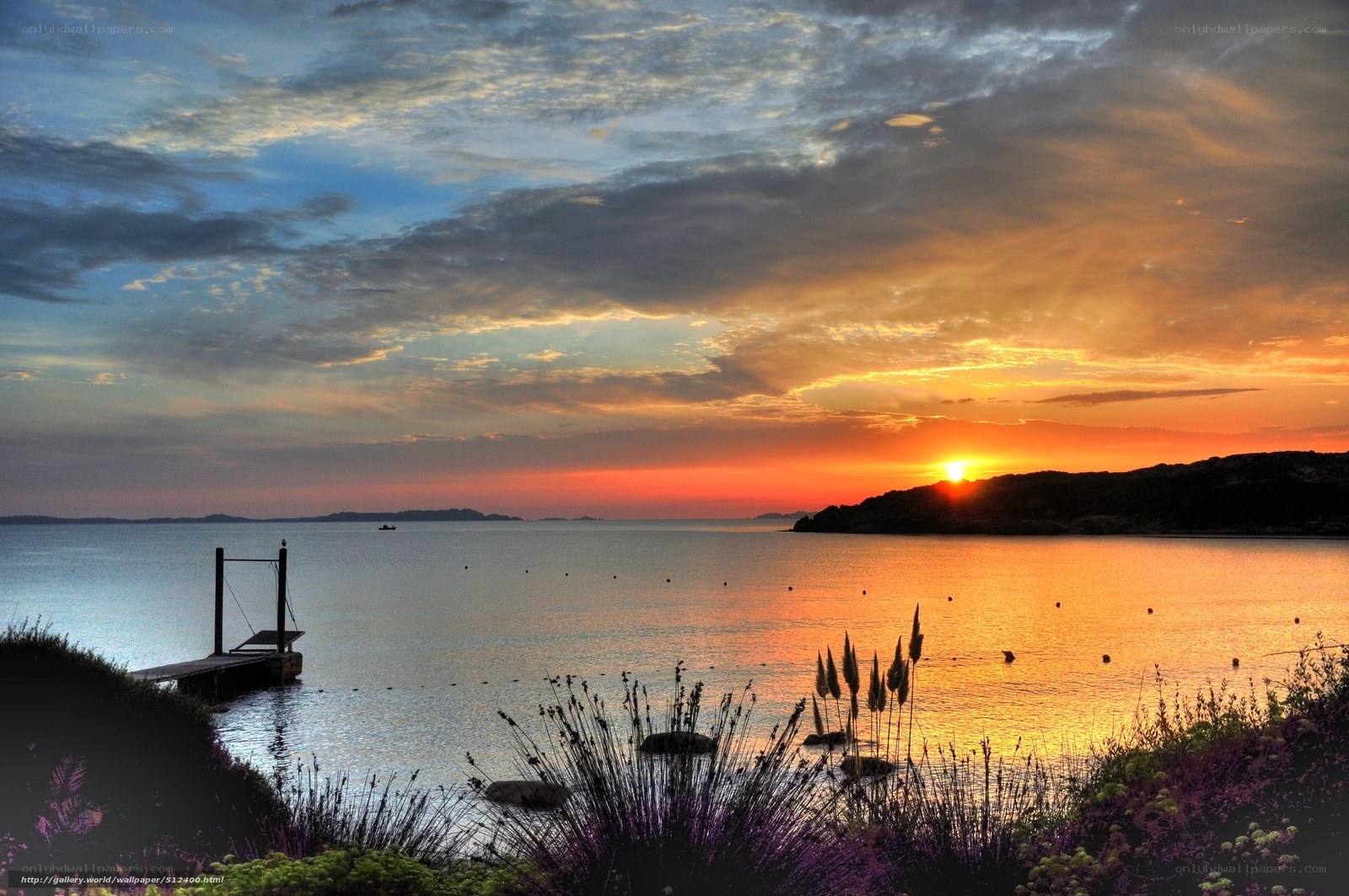 Sunset over a calm bay