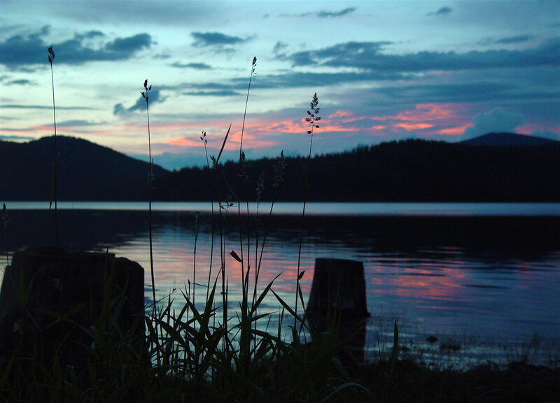 Sunset over a calm lake