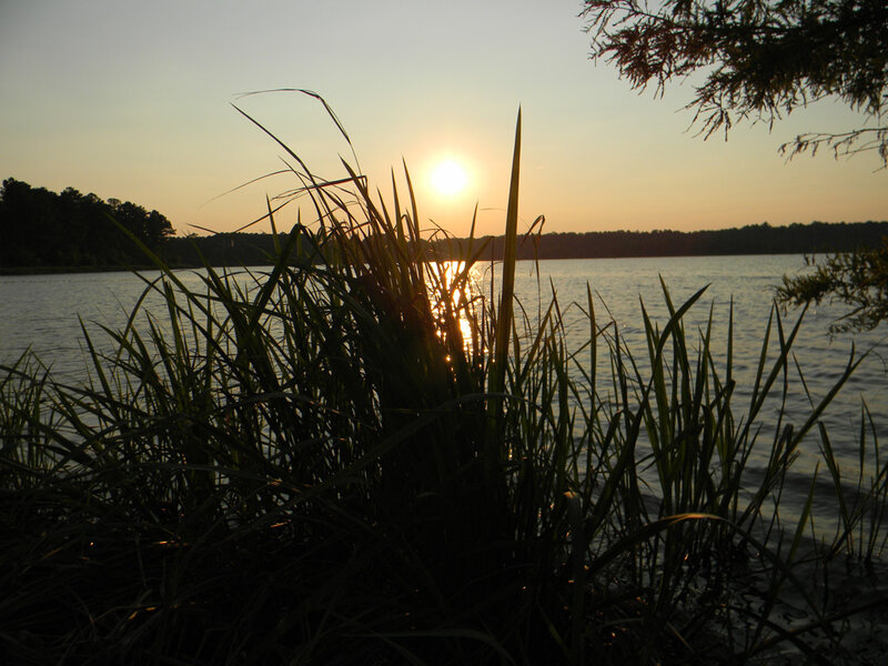 Sunset over a calm lake