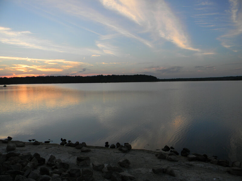 sunset over a calm lake