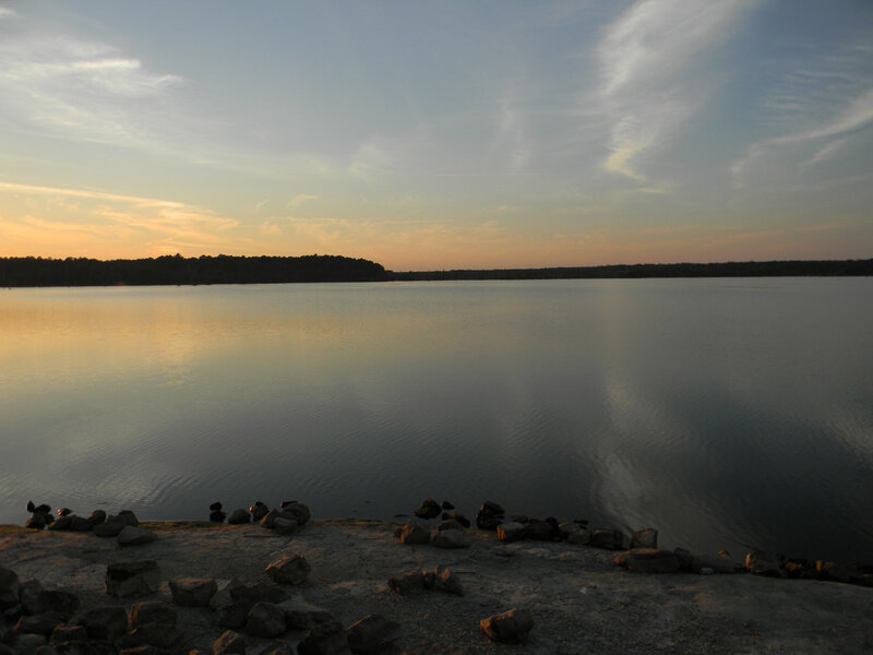 sunset over a calm lake
