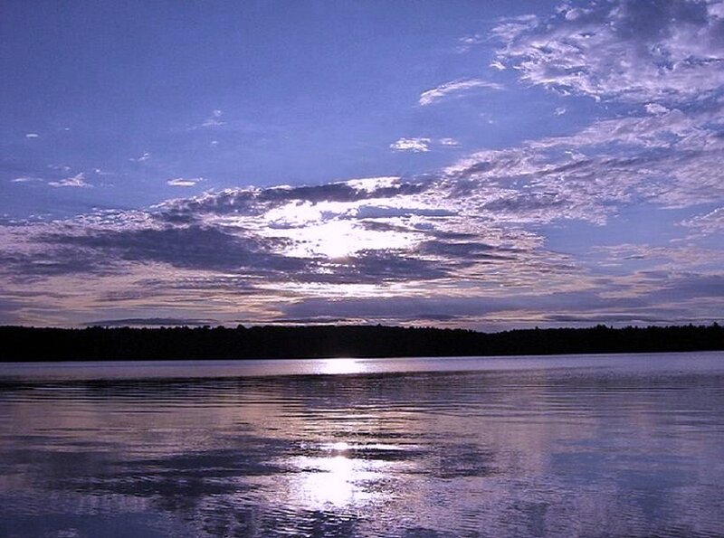 Sunset over a calm lake
