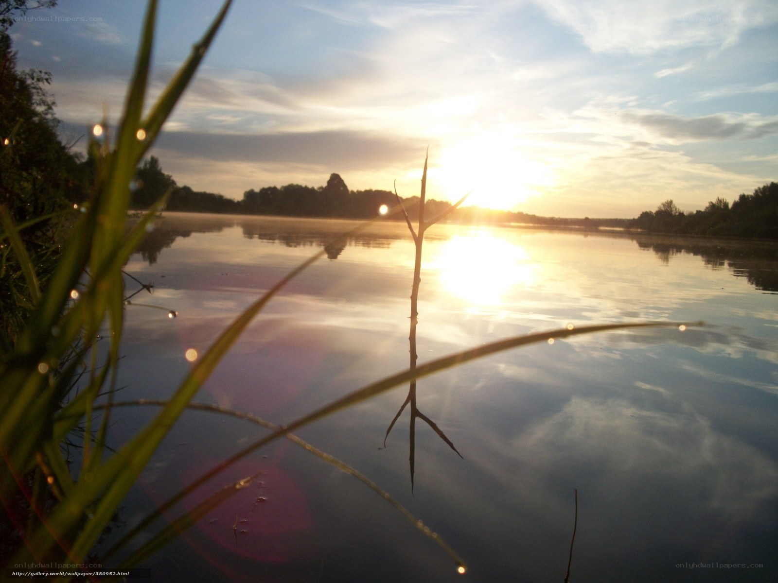 Sunset over a calm lake