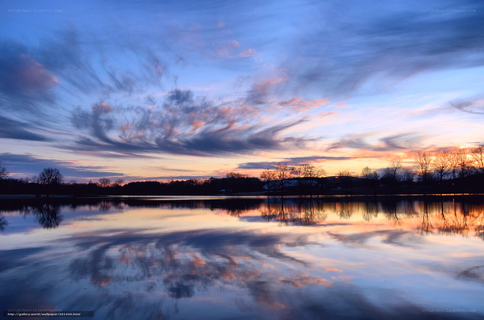 Sunset over a calm lake