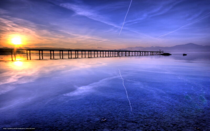 Sunset over a calm lake