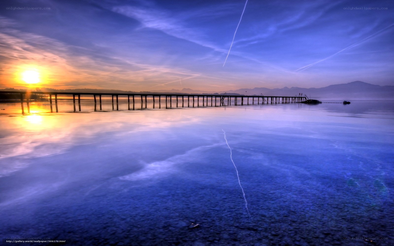 Sunset over a calm lake