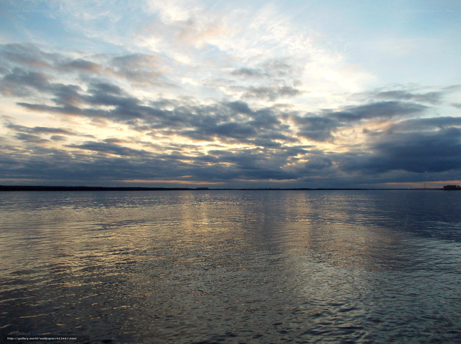 Sunset over a calm lake