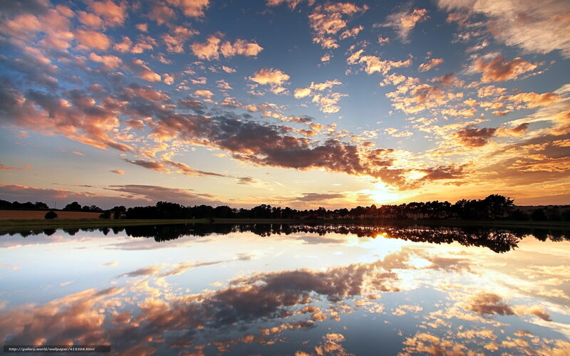 Sunset over a calm lake