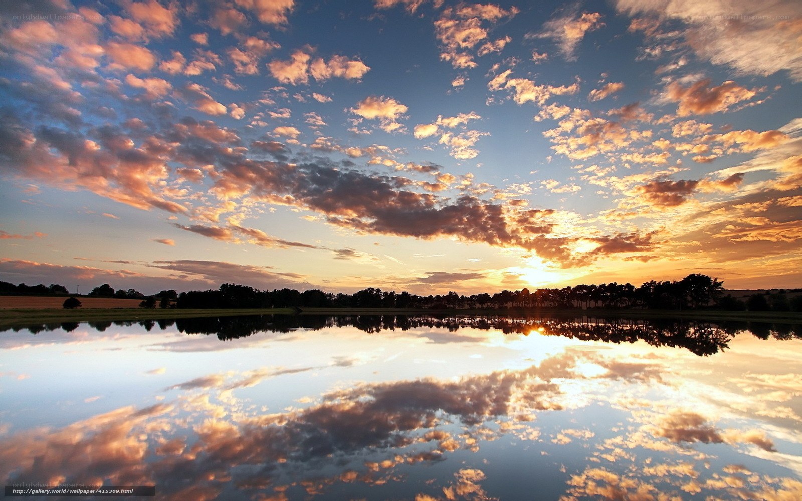 Sunset over a calm lake