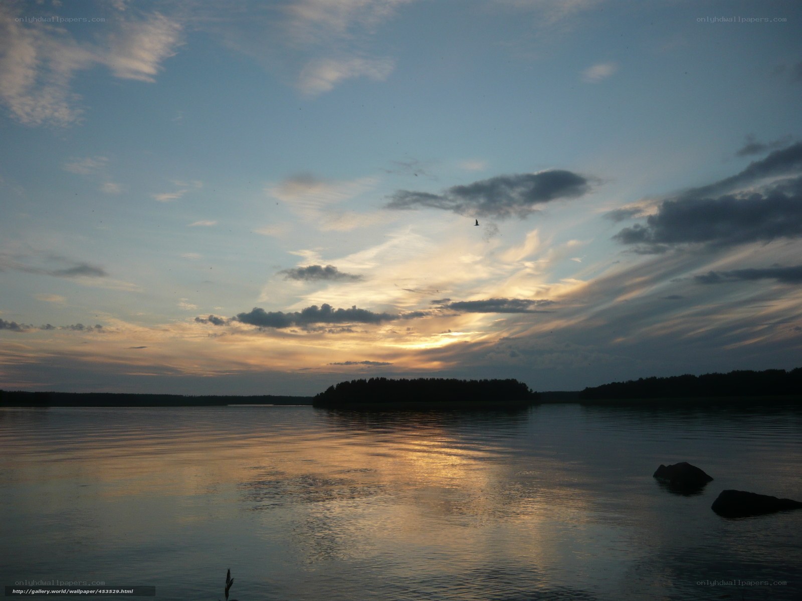 sunset over a calm lake