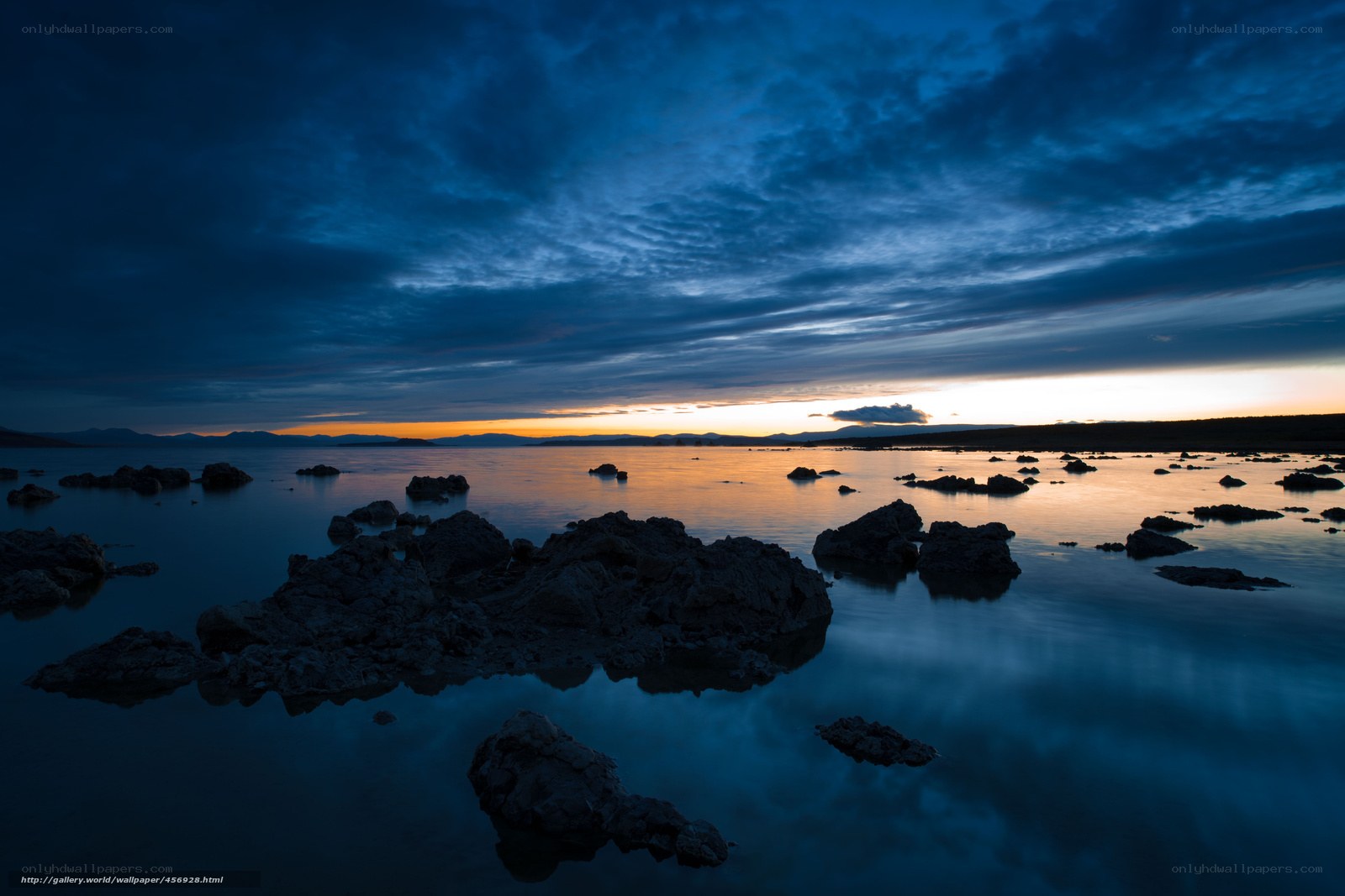 Sunset over a calm lake