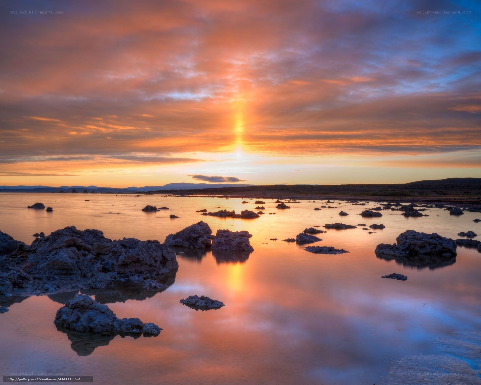 Sunset over a calm lake