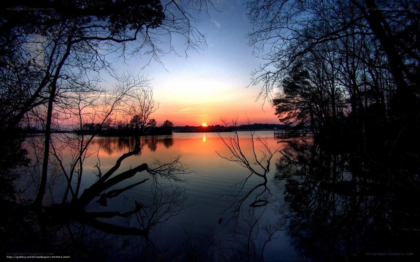 sunset over a calm lake