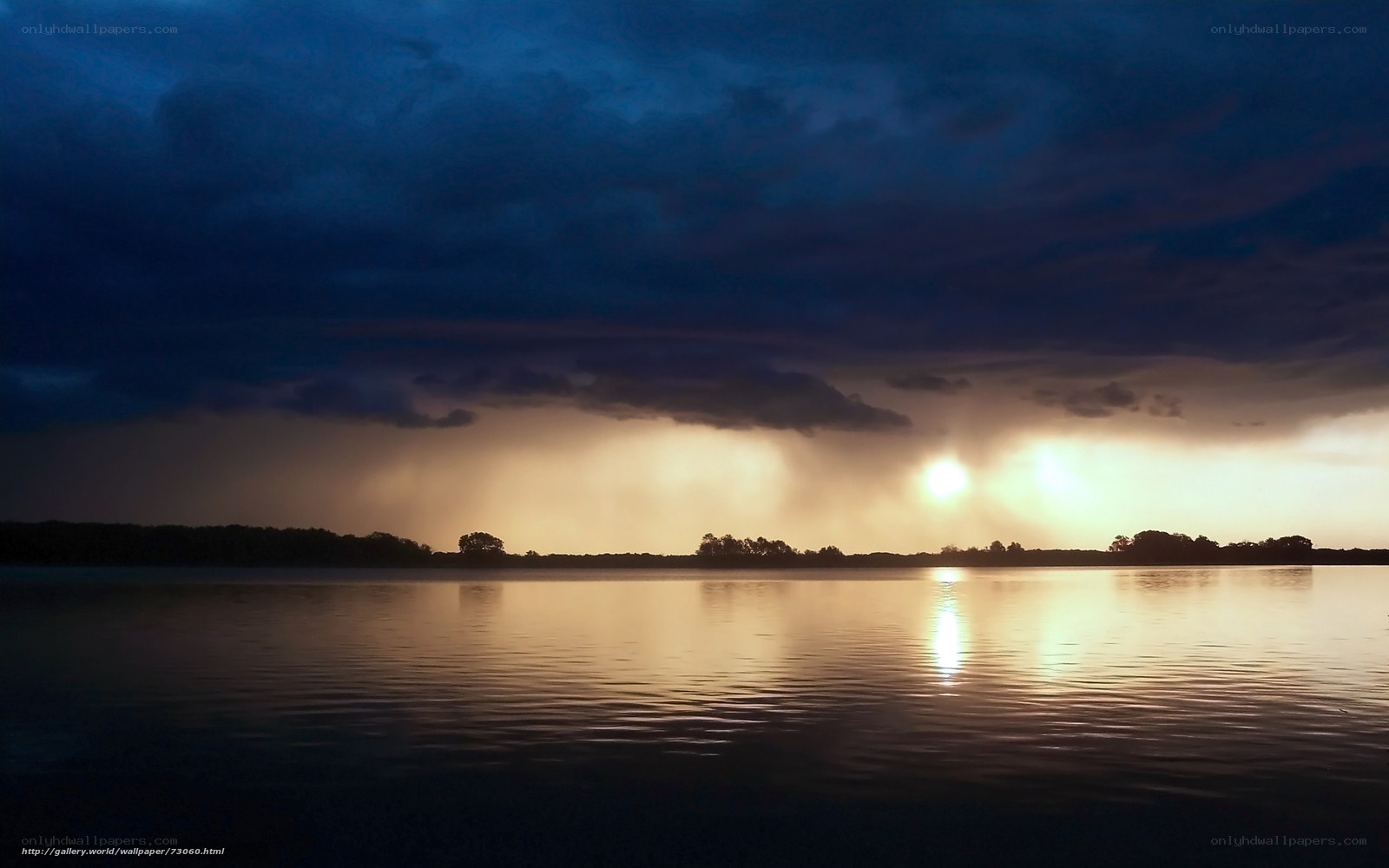 Sunset over a calm lake