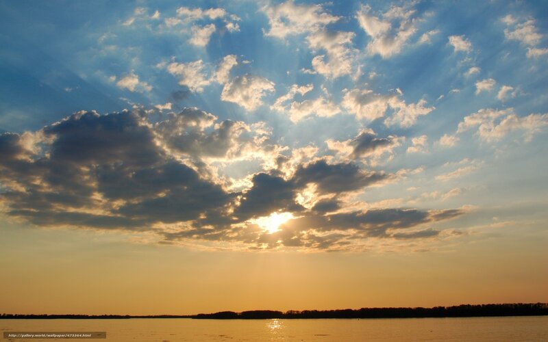 Sunset over a calm lake