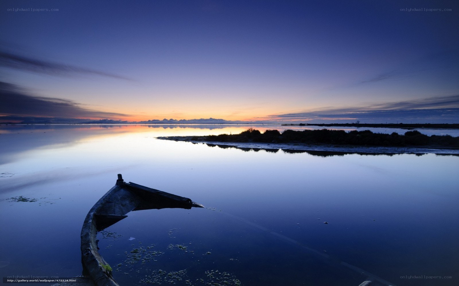 Sunset over a calm lake